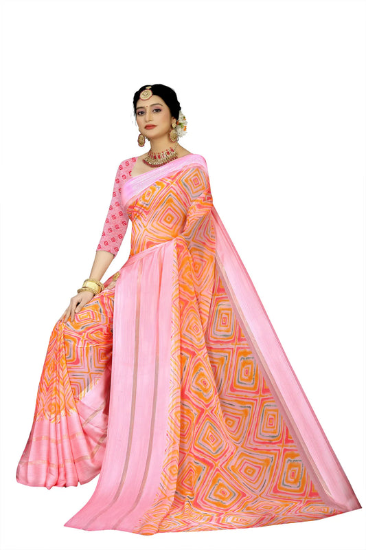 Glimmering Threads: Exquisite Silk Sarees for Women's (SAREE D7-PINK)