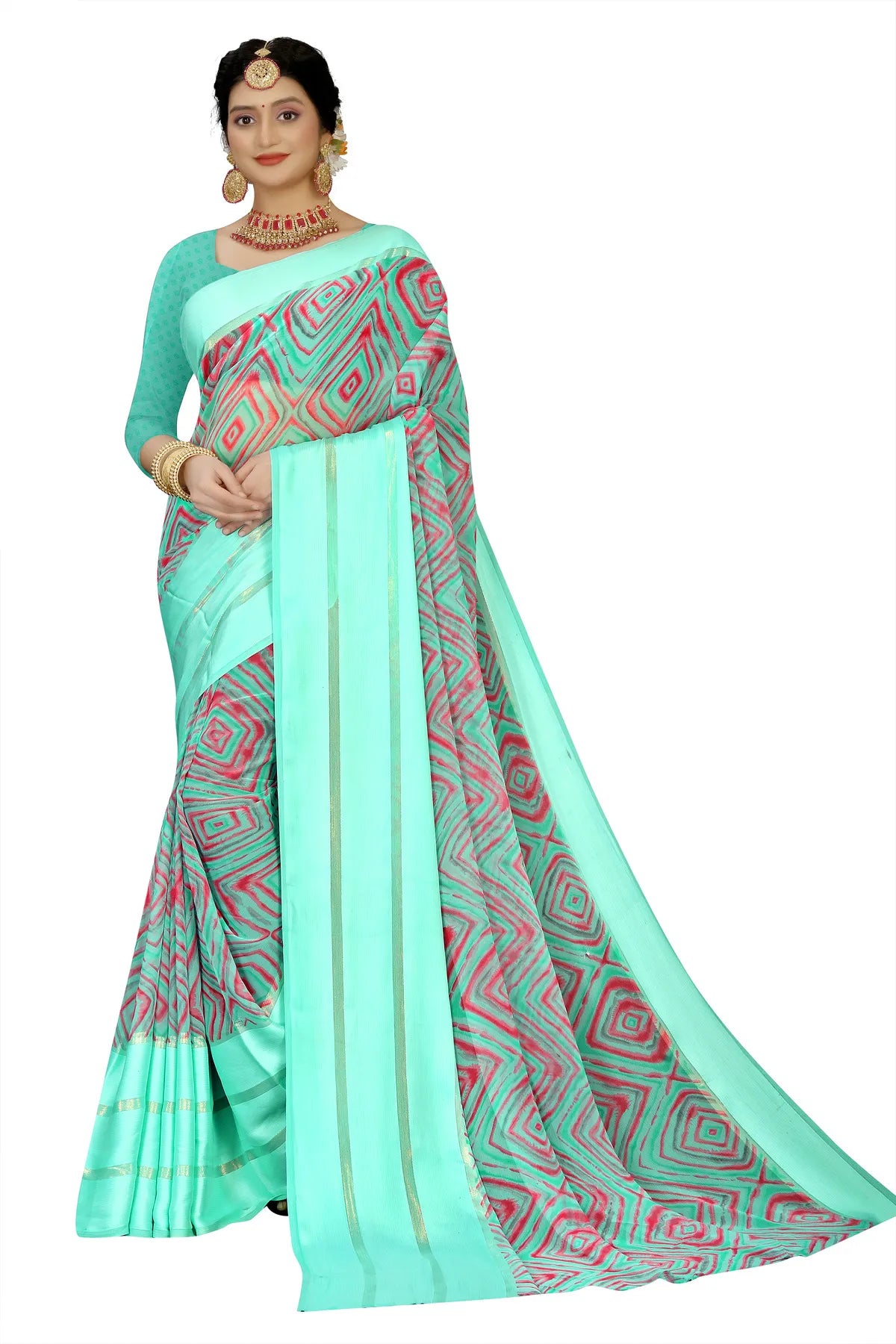Glimmering Threads: Exquisite Silk Sarees for Women's (SAREE D7-SKY BLUE)
