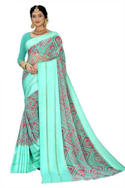 Glimmering Threads: Exquisite Silk Sarees for Women's (SAREE D7-SKY BLUE)