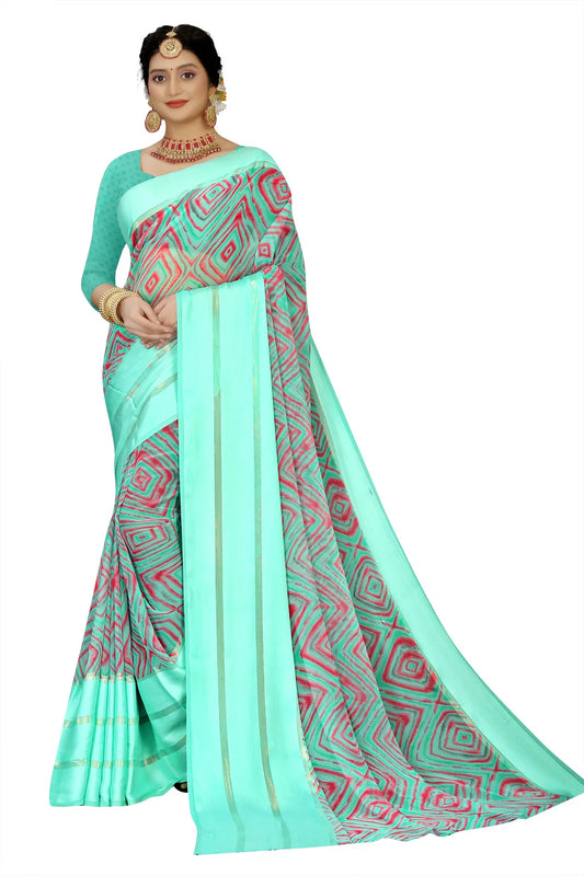 Glimmering Threads: Exquisite Silk Sarees for Women's (SAREE D7-SKY BLUE)