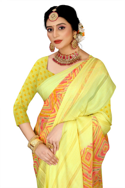 Glimmering Threads: Exquisite Silk Sarees for Women's (SAREE D7-YELLOW)