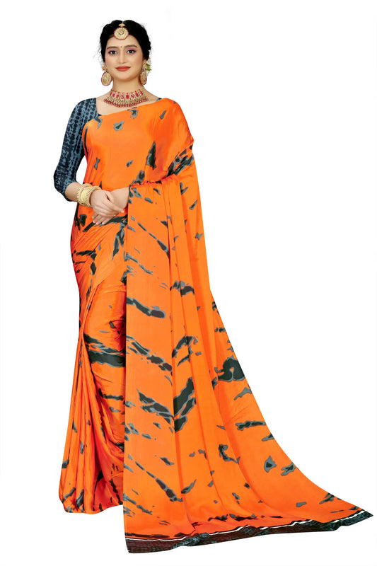 Glimmering Threads: Exquisite Silk Sarees for Women's (SAREE D8-ORANGE-BLUE)